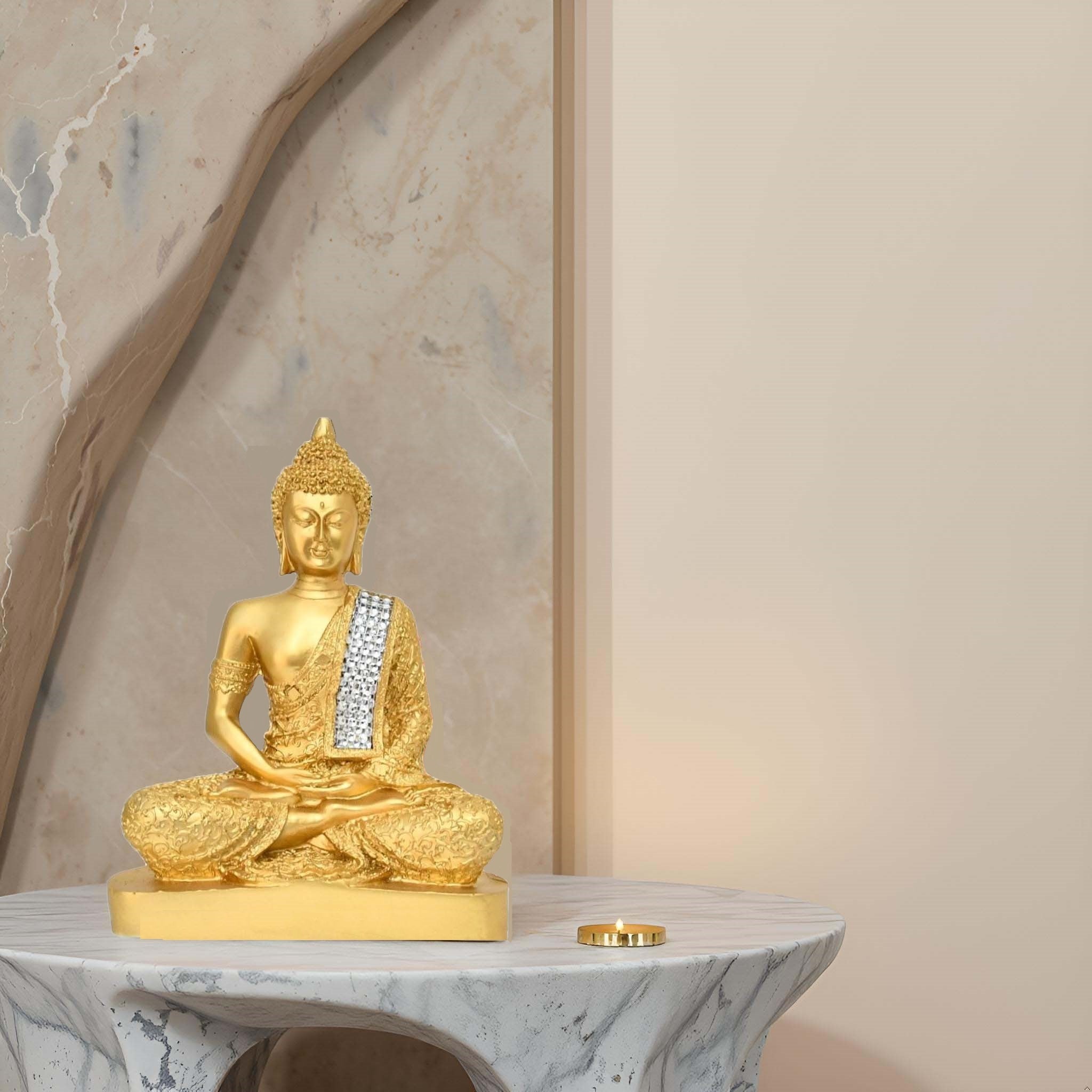Antique Golden Buddha Idol for Home Decor & Meditation