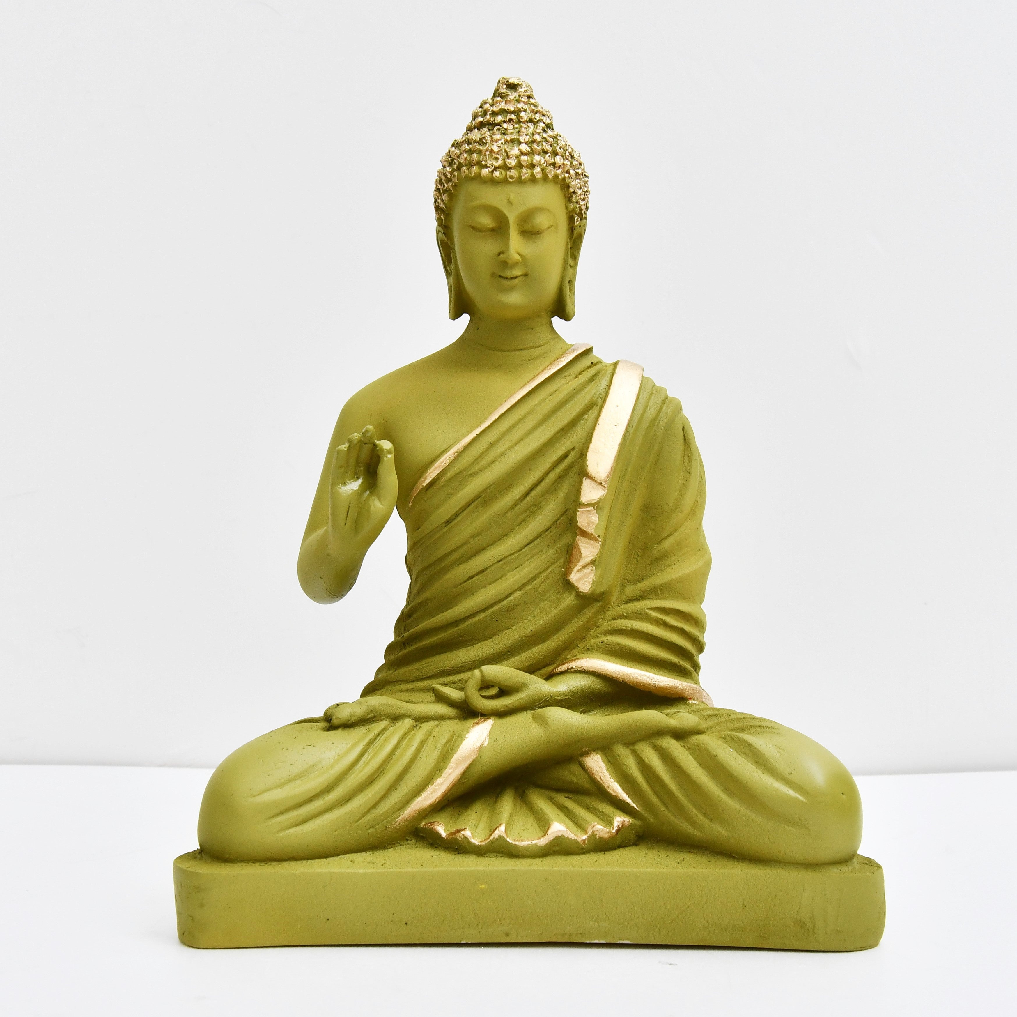 Green Meditating Buddha Statue Idol