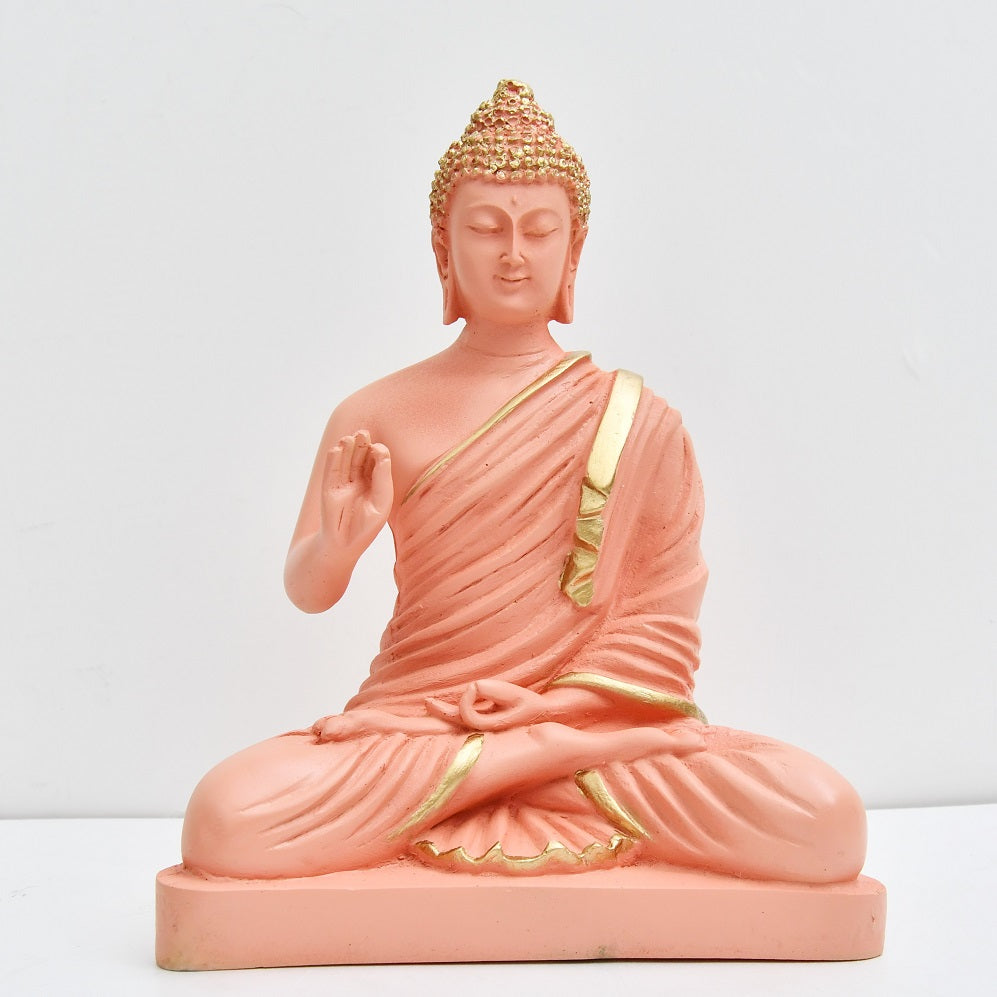 8.5 Inch Pink Buddha Murti - Resin Idol for Home Decor & Gifting