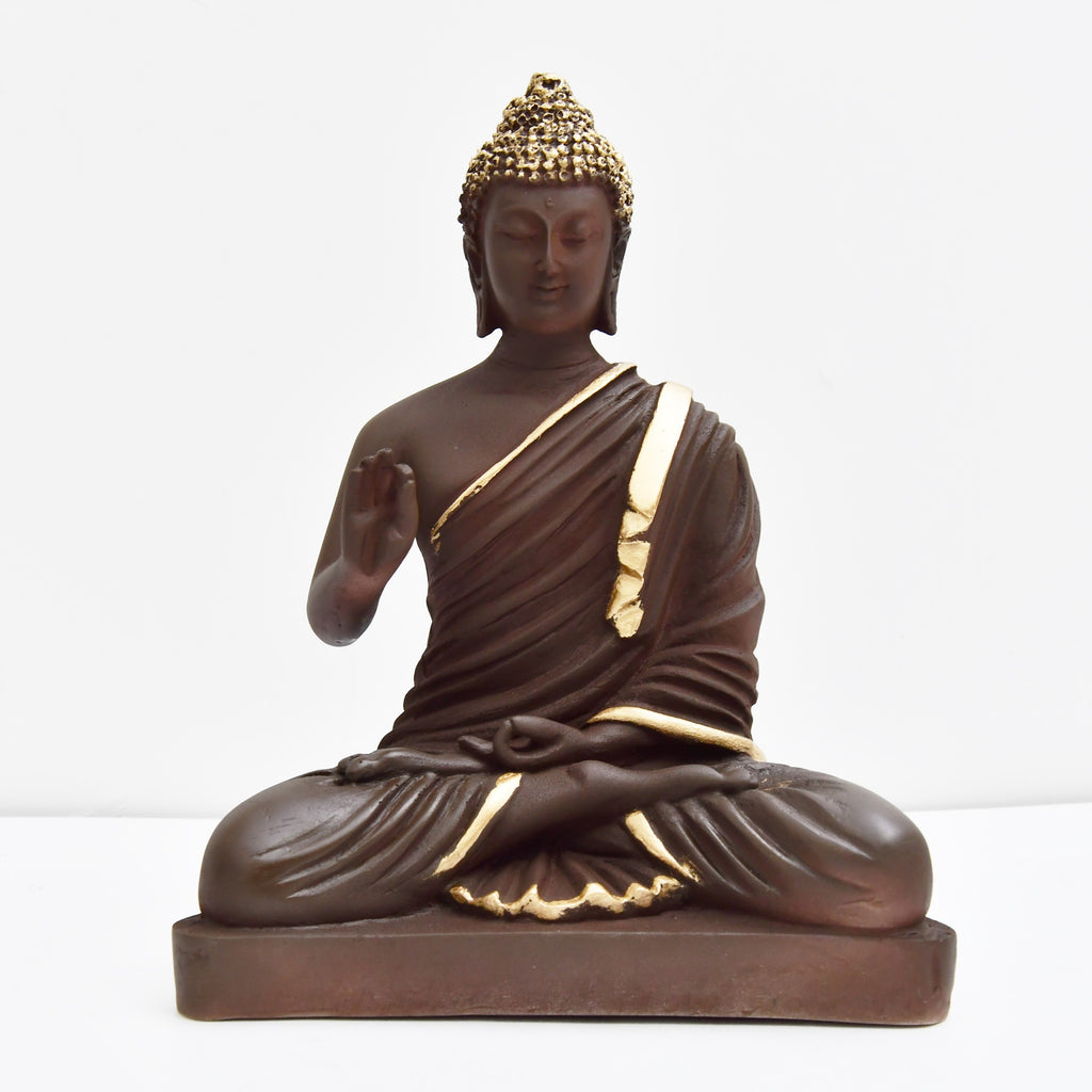 8.5 Inch Brown Buddha Statue- Resin Idol for Home Decor & Meditation