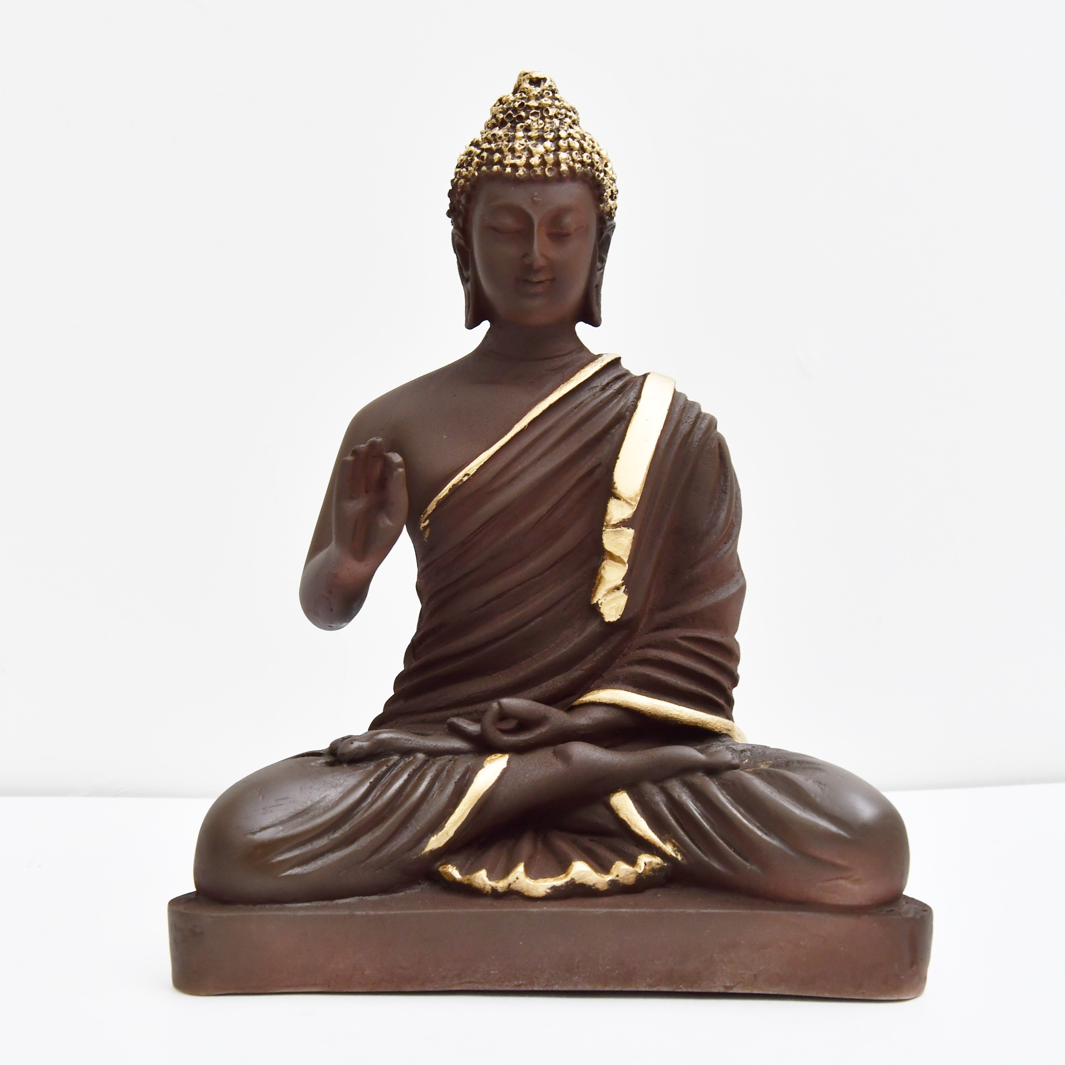 8.5 Inch Brown Buddha Statue- Resin Idol for Home Decor & Meditation