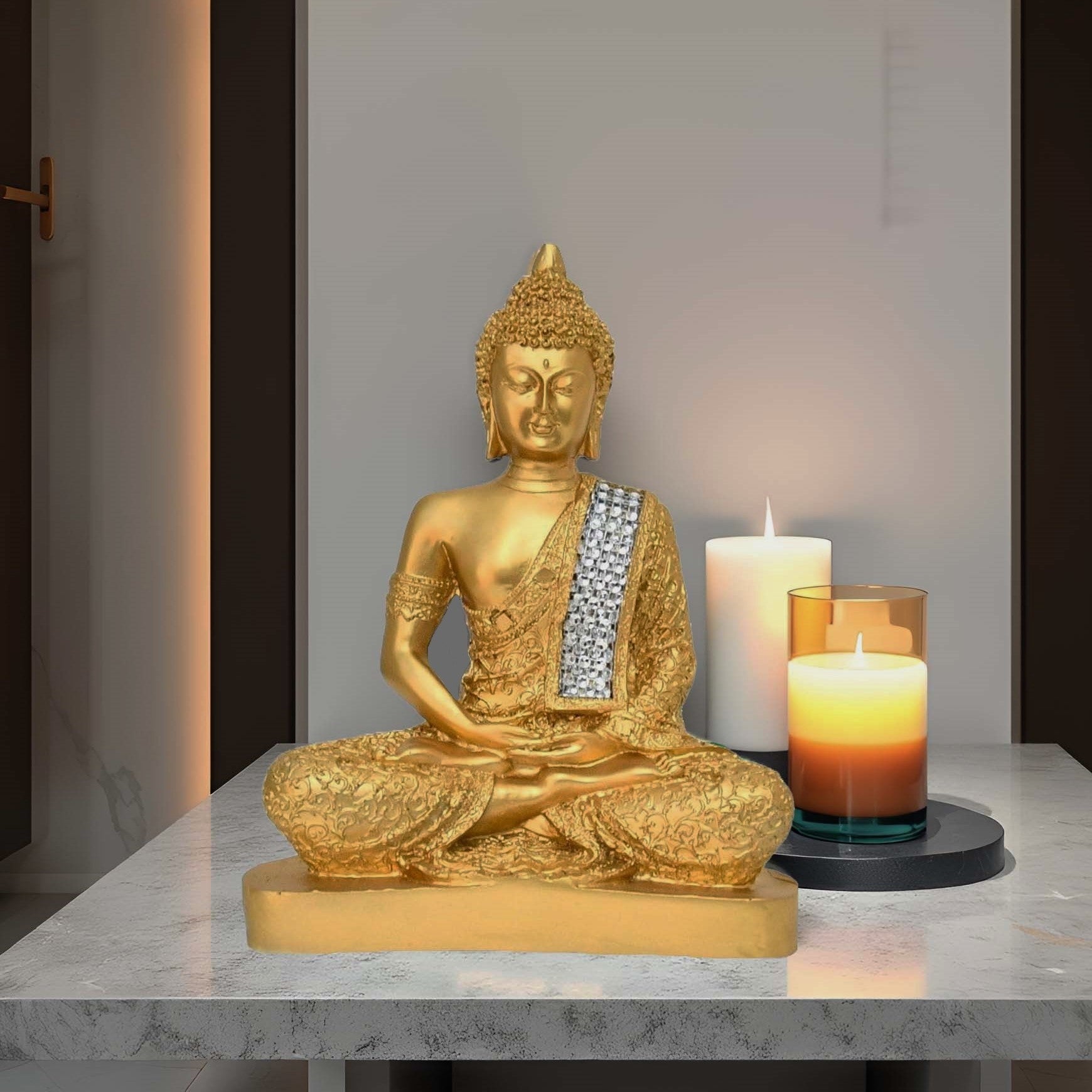 Antique Golden Buddha Idol for Home Decor & Meditation