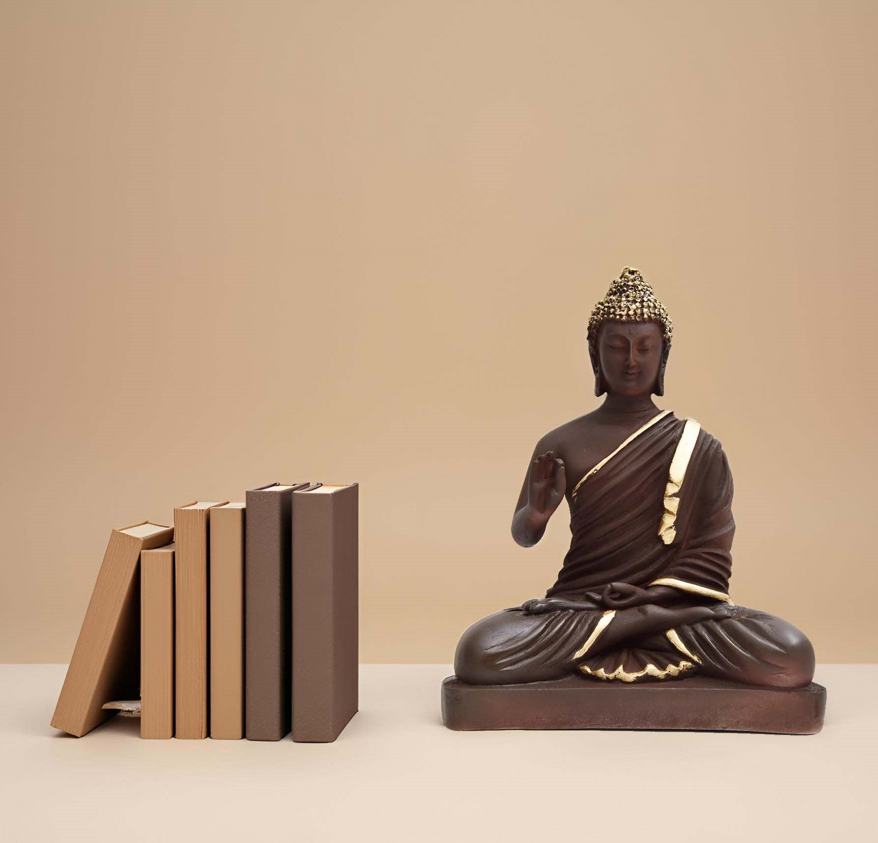 8.5 Inch Brown Buddha Statue- Resin Idol for Home Decor & Meditation