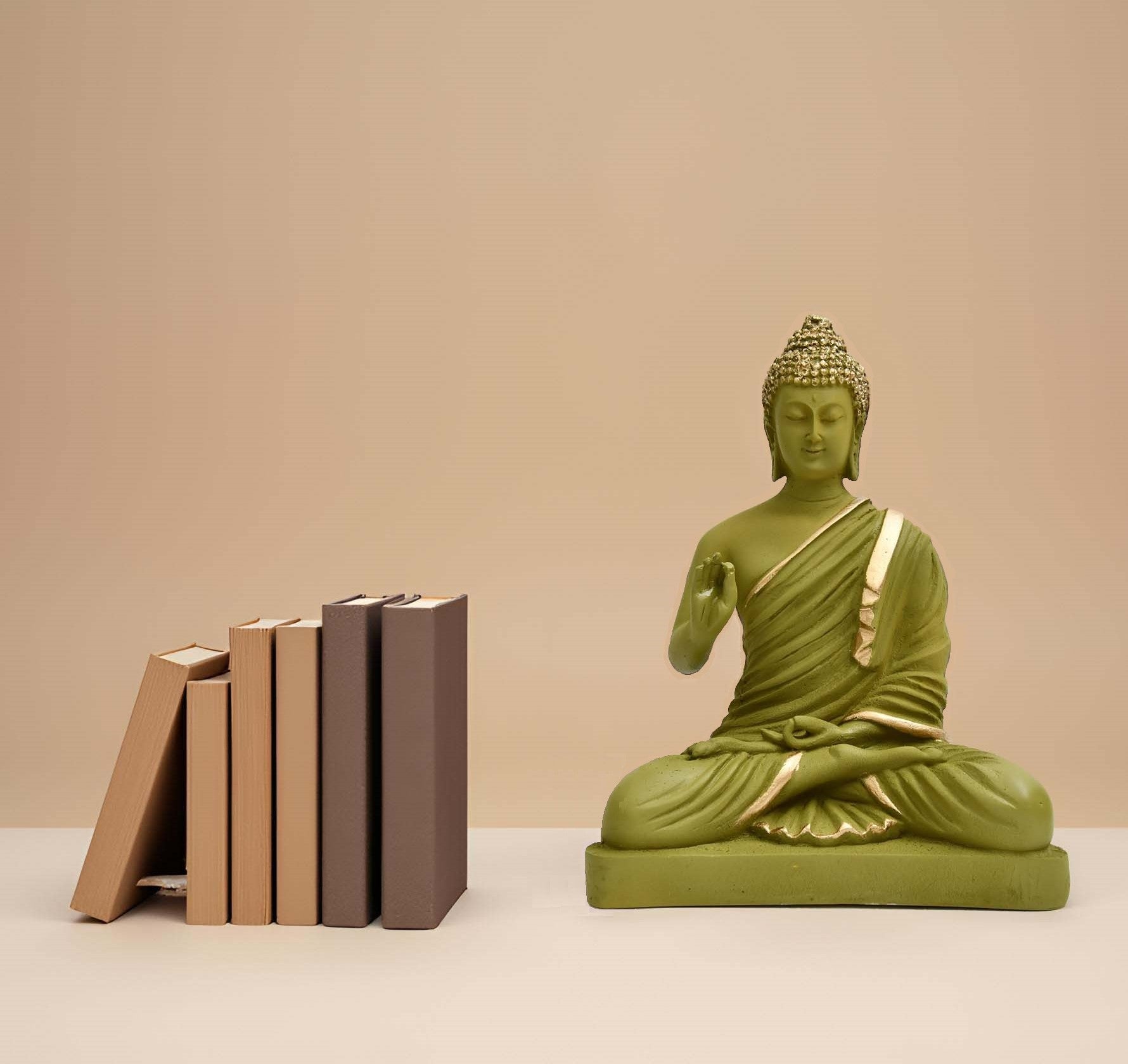 Green Meditating Buddha Statue Idol