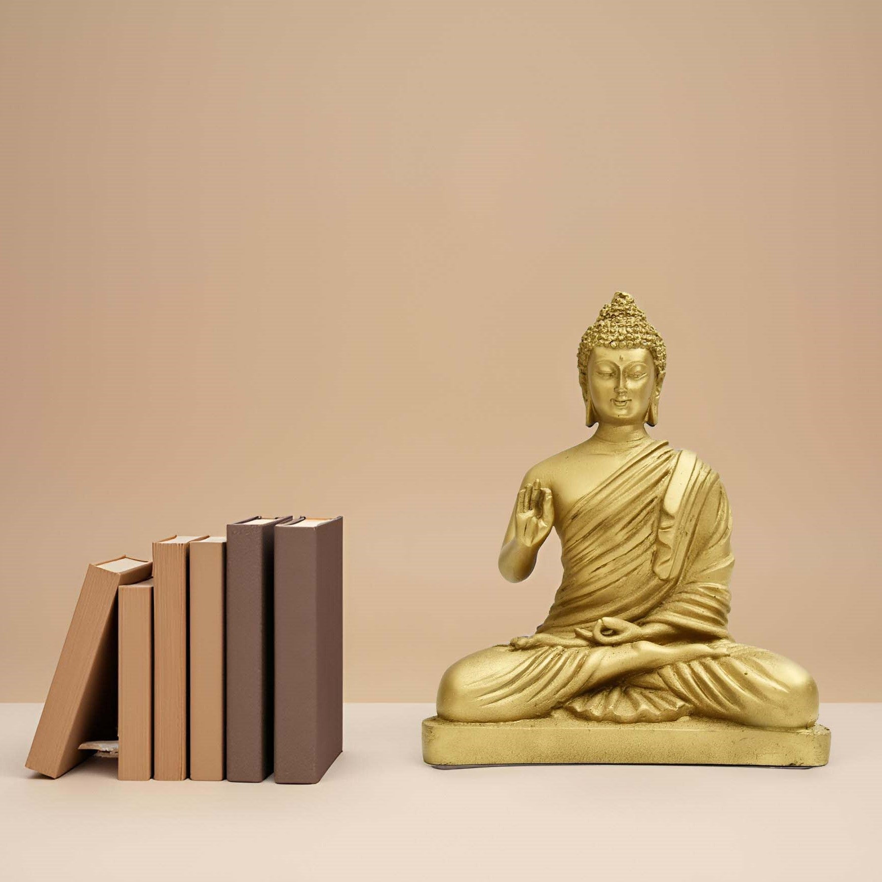 8.5 Inch Buddha Murti - Gold Resin Idol for Home Decor & Meditation