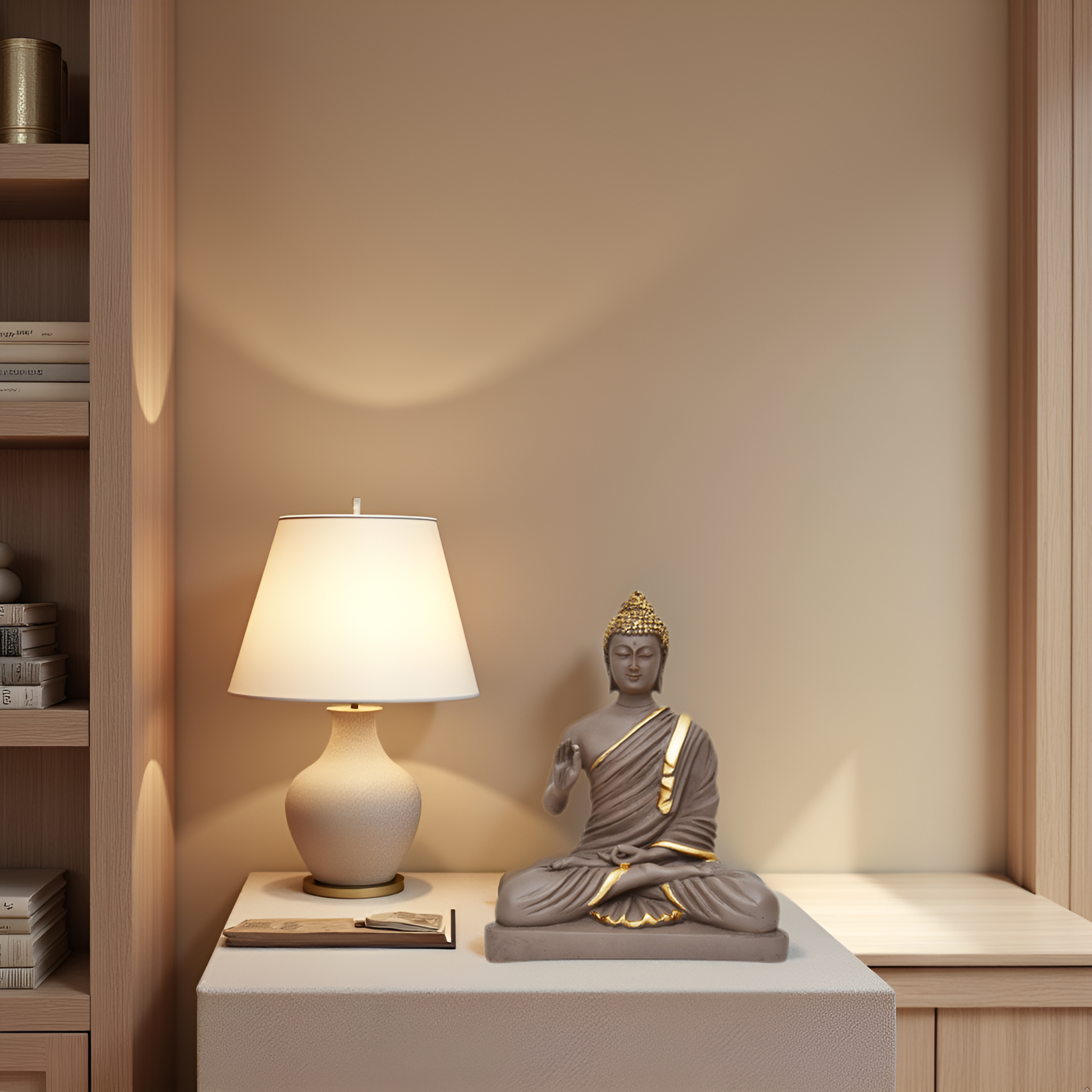 Light Brown and gold colour Buddha Statue