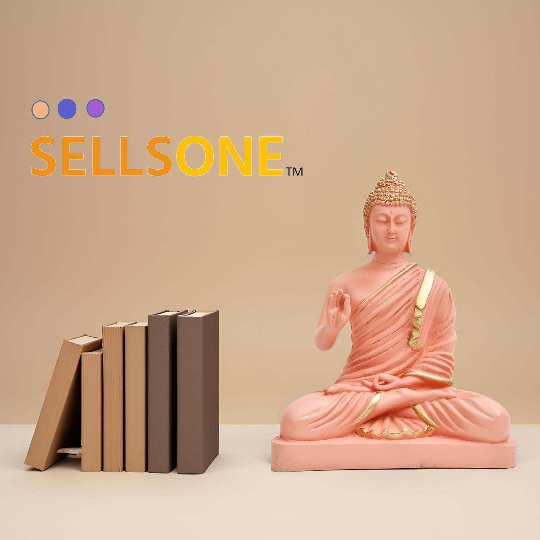 8.5 Inch Pink Buddha Murti - Resin Idol for Home Decor & Gifting