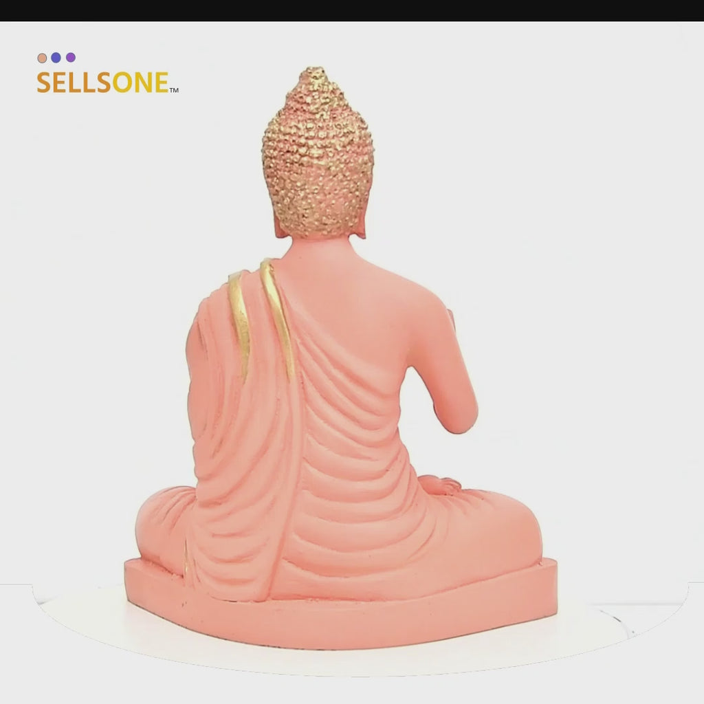 8.5 Inch Pink Buddha Murti - Resin Idol for Home Decor & Gifting