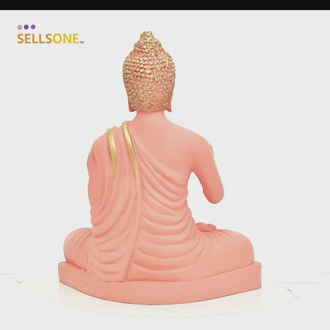 8.5 Inch Pink Buddha Murti - Resin Idol for Home Decor & Gifting