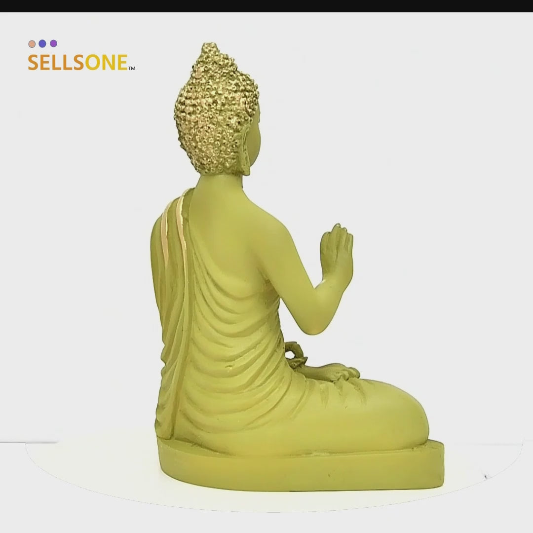Green Meditating Buddha Statue Idol