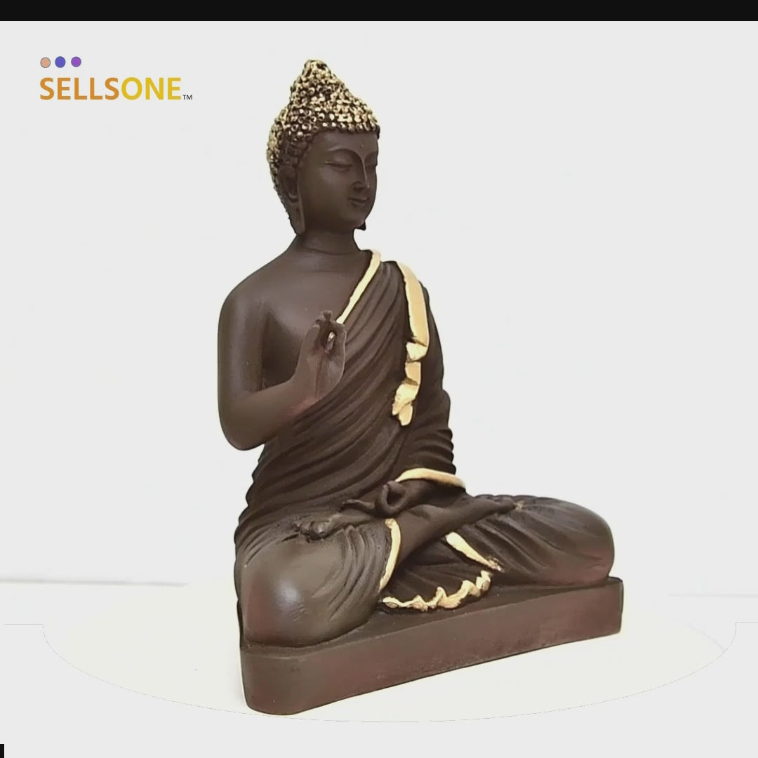 8.5 Inch Brown Buddha Statue- Resin Idol for Home Decor & Meditation