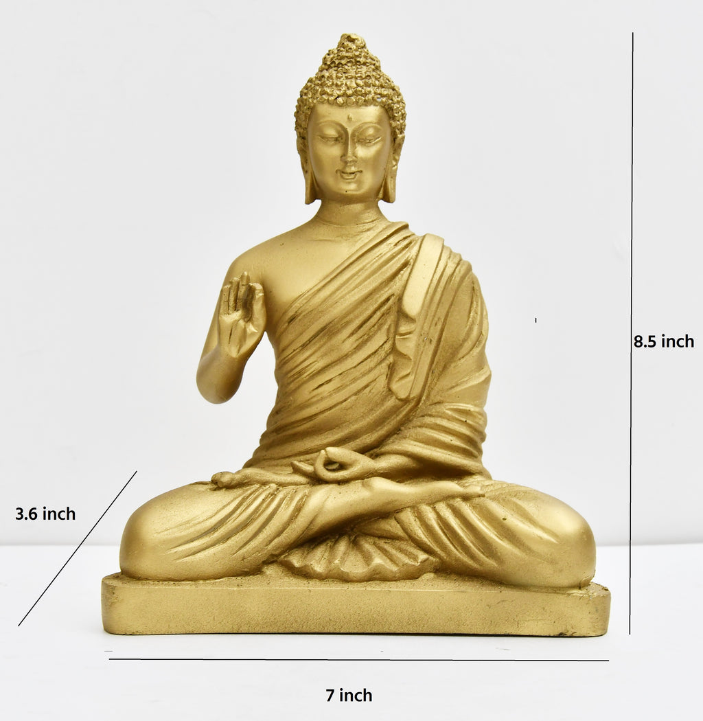 8.5 Inch Buddha Murti - Gold Resin Idol for Home Decor & Meditation